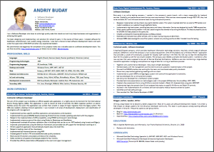 Andriy Buday's CV screenshot